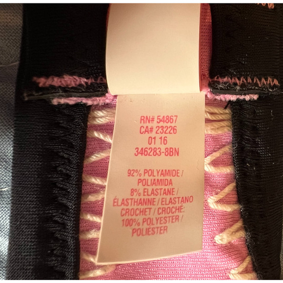 Victorias Secret Bombshell Bikini Set 36C Large Blue Pink Crochet Molded Staps - Picture 9 of 14